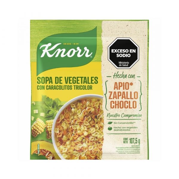 Sopa Casera Vegetales con Caracoles Tricolor Knorr 107 gr