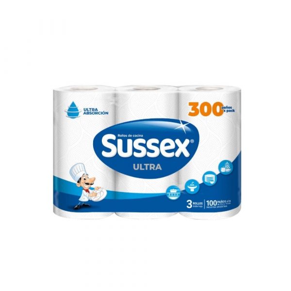 Rollo de Cocina Sussex Maxi Rollo Premium 3 unidades x 100 Paños