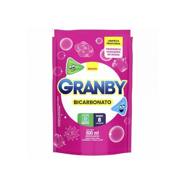 Jabón Granby Líquido Rosas con Bicarbonato 800 ml DP