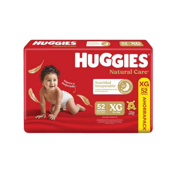 Pañal Huggies Natural Care Tec. Xtra-Care XG x 52 unidades
