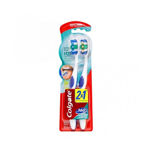 Cepillo Colgate 360 Limpieza Completa Suave 2 unidades