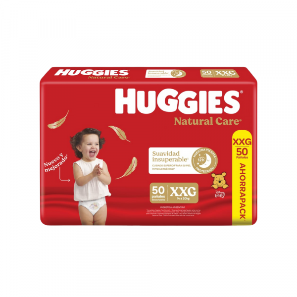 Pañal Huggies Natural Care Tec. Xtra-Care XXG x 50 unidades