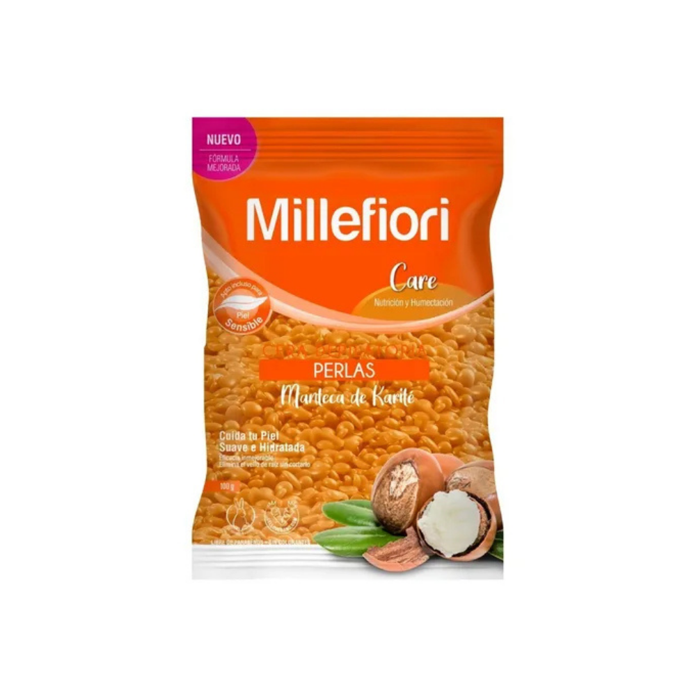 Cera Depilatoria Millefiori Perlas Manteca de Karité 100 gr