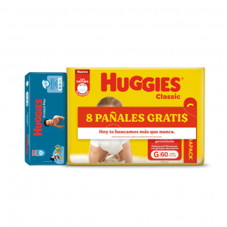 Pañal Huggies Combo G x 60 Classic + Protec Plus G x 8 unidades