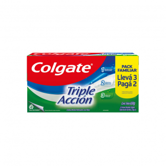 Crema Dental Colgate Triple Acción Familiar Pack 3 x 2 180 gr