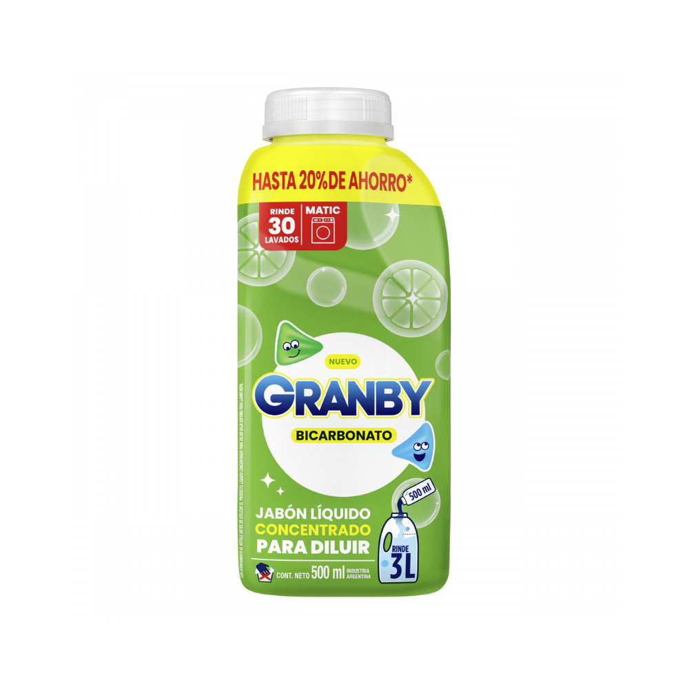 Jabón Granby Líquido P/Diluir C/Bicarbonato 500 ml