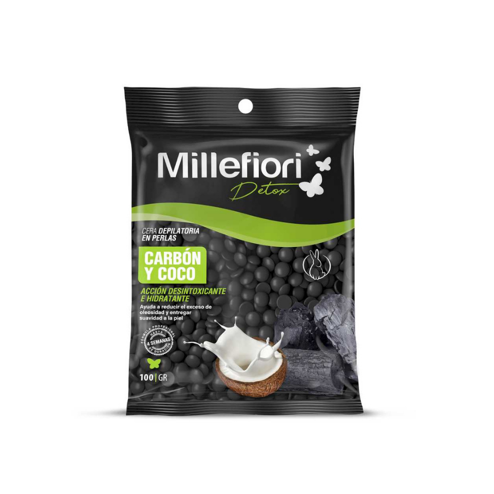 Cera Depilatoria Millefiori Perlas Carbon y Coco 100 gr