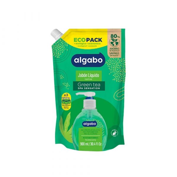 Jabón Líquido Algabo Green Tea Eco Pack 900 ml
