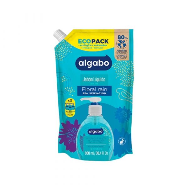 Jabón Líquido Algabo Floral Rain Eco Pack 900 ml