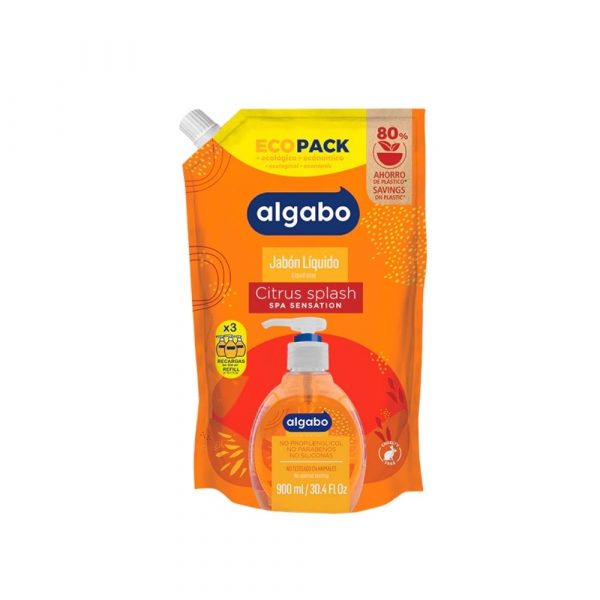Jabón Líquido Algabo Citrus Eco Pack 900 ml