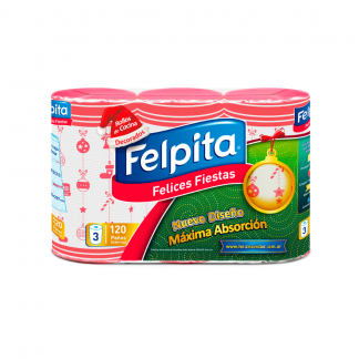 Rollo de Cocina Felpita Felices Fiestas 3 unidades