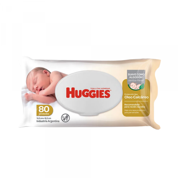 Toallas Húmedas Huggies c/Óleo Calcáreo RN 80 unidades