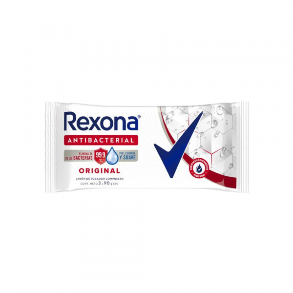 Jabón Rexona Antibacterial 99% Original 3 unid x 90 gr