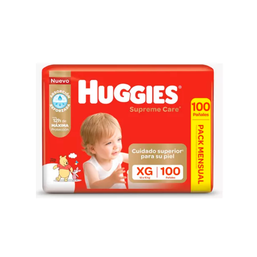 Pañal Huggies Supreme Care Pack Mensual XG x 100 unidades