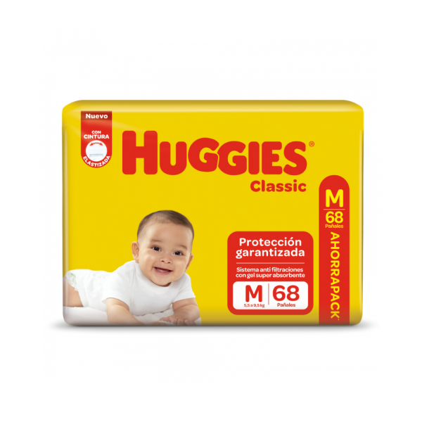 Pañal Huggies Classic Triple Protección Ahorro M x 68 unidades