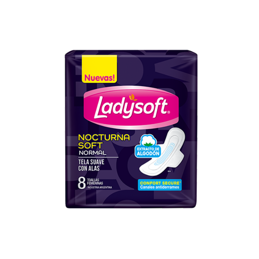 Toallas Ladysoft Nocturnas Soft Normal 8 unidades