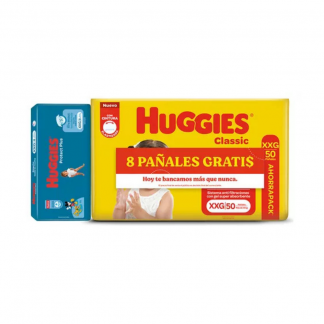 Pañal Huggies Combo XXG x 50 Classic + Protec Plus XXG x 8 unidades