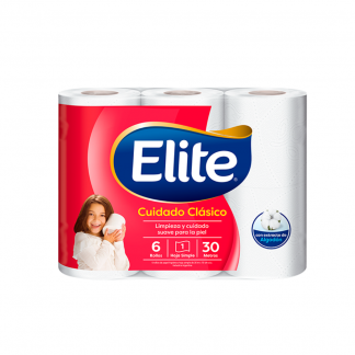 Papel Higiénico Elite HS Cuidado Clásico 6 x 30 mt