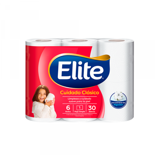 Papel Higiénico Elite HS Cuidado Clásico 6 x 30 mt