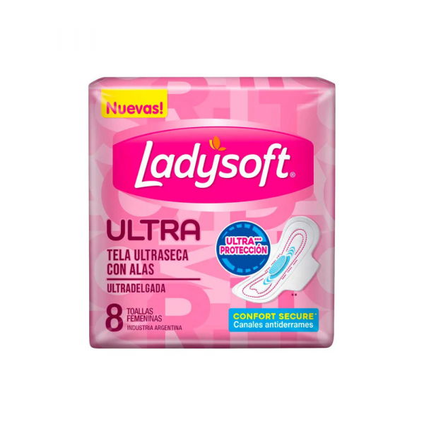 Toallas Ladysoft UltraD. T/Seca Ultra Protección 8 unidades