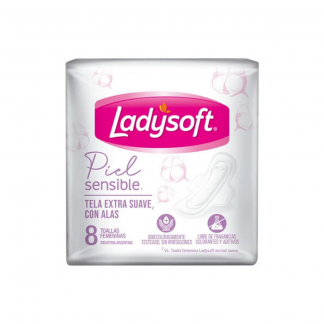 Toallas Ladysoft Piel Sensible T/Extra Suave c/Alas 8 unidad