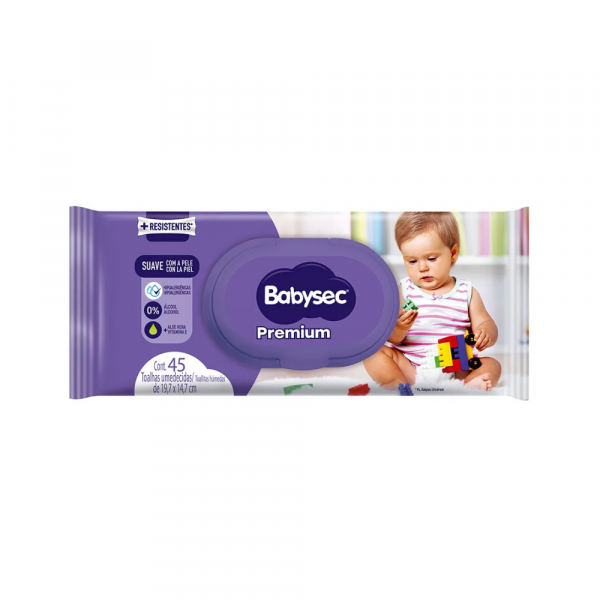 Toallas Húmedas Babysec Premium C/ Tapa 45 unidades