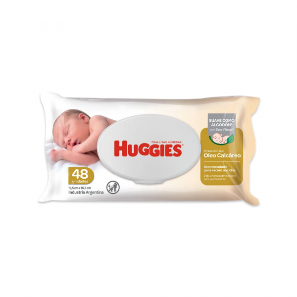 Toallas Húmedas Huggies c/Óleo Calcáreo RN 48 unidades