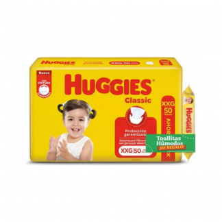 Pañal Huggies Combo Classic XXG x 50 unidades + Toallitas Húmedas 48 unidades