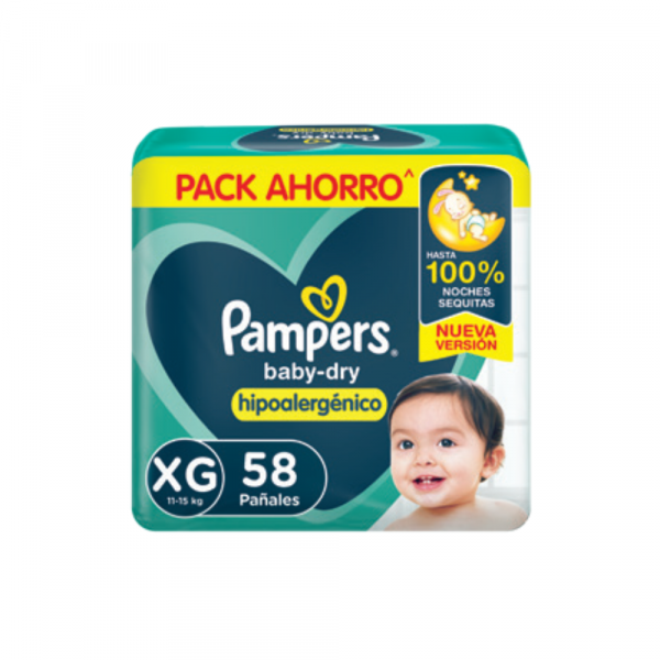 Pañal Pampers Babydry Ahorro XG x 58 unidades