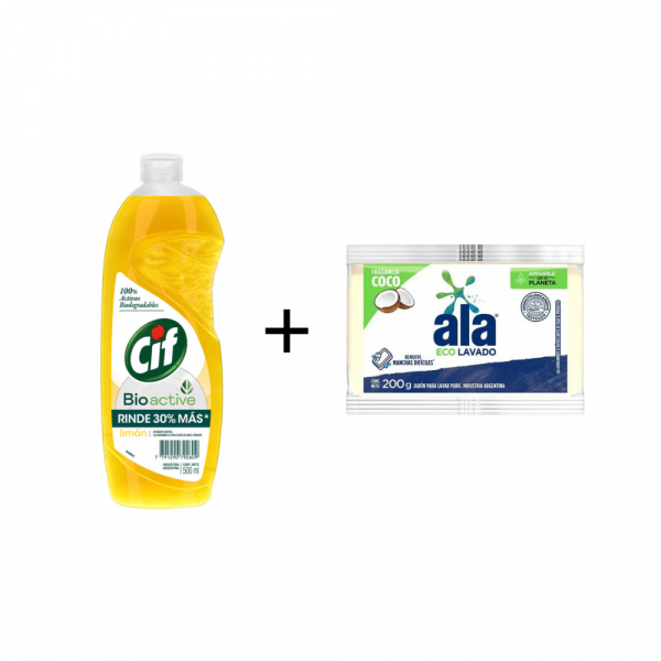 Promo Detergente Cif 1,25 lt Limón + Jabón Ala Barra 200 gr de Regalo