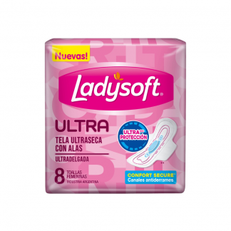 Toallas Ladysoft Ultrafina Seca c/Alas 8 unidades