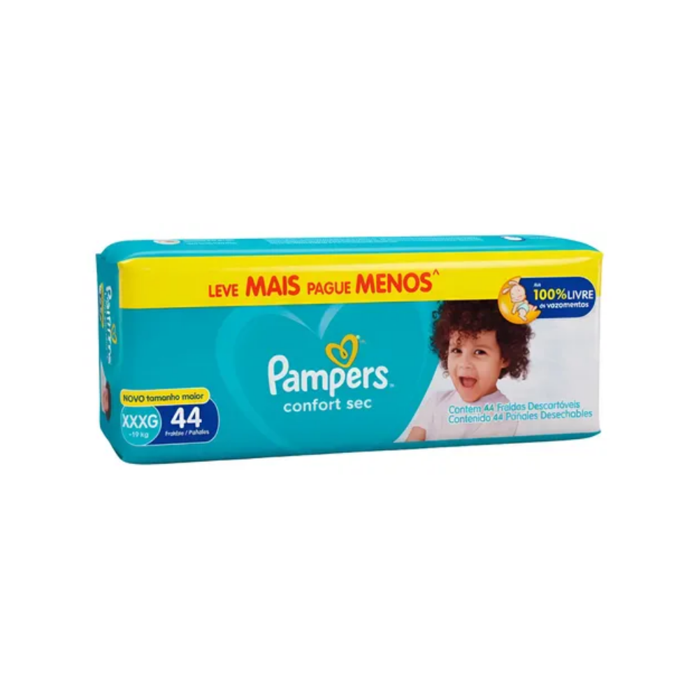 Pañal Pampers Comfort Sec Ahorro XXXG x 44 unidades