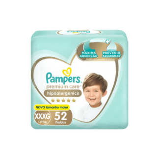 Pañal Pampers Premium Care Hipoalergénico XXXG x 52 unidades