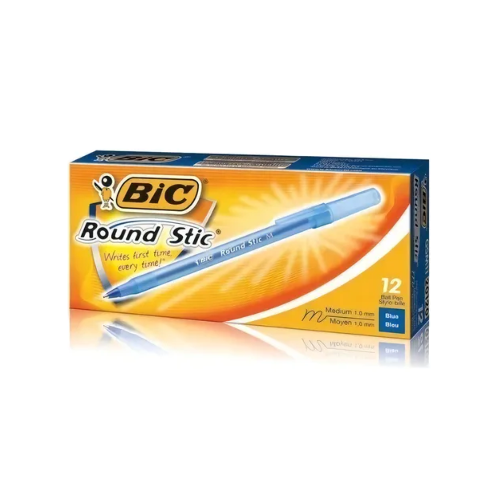 Lapicera Bic Round Stic M Azul 12 unidades