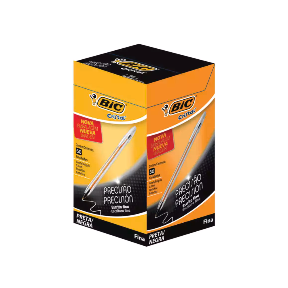 Lapicera Bic Cristal Fina Negra 50 unidades