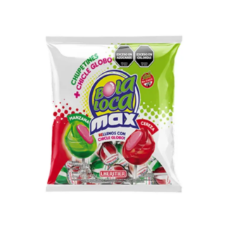 Chupetín con Chicle Bola Loca Max 432 gr (24 unidades)