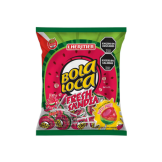 Chupetín con Chicle Bola Loca Sandía 384 gr (24 unidades)