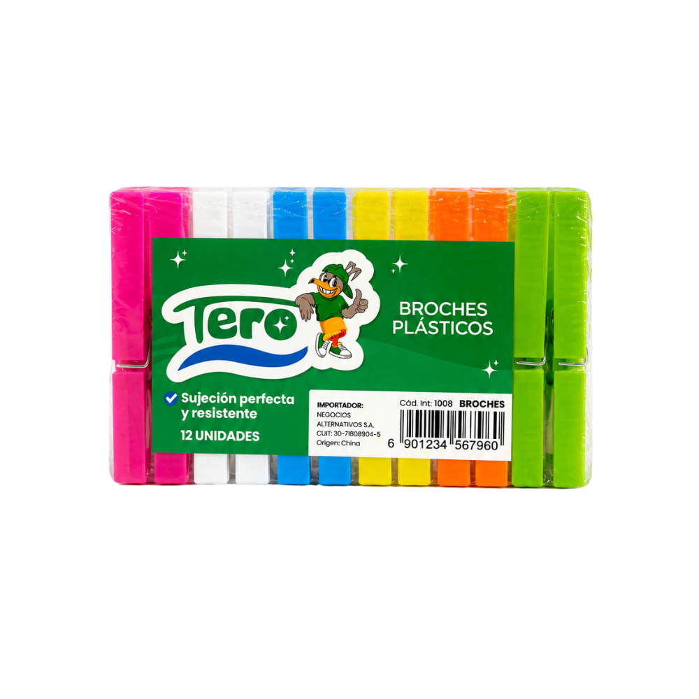 Broches de Plástico Tero x 12 unidades