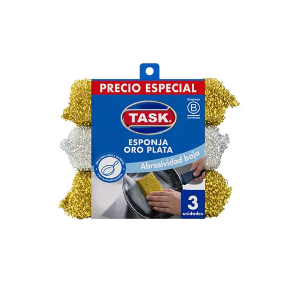Esponja Task Oro Plata x 3 unidades