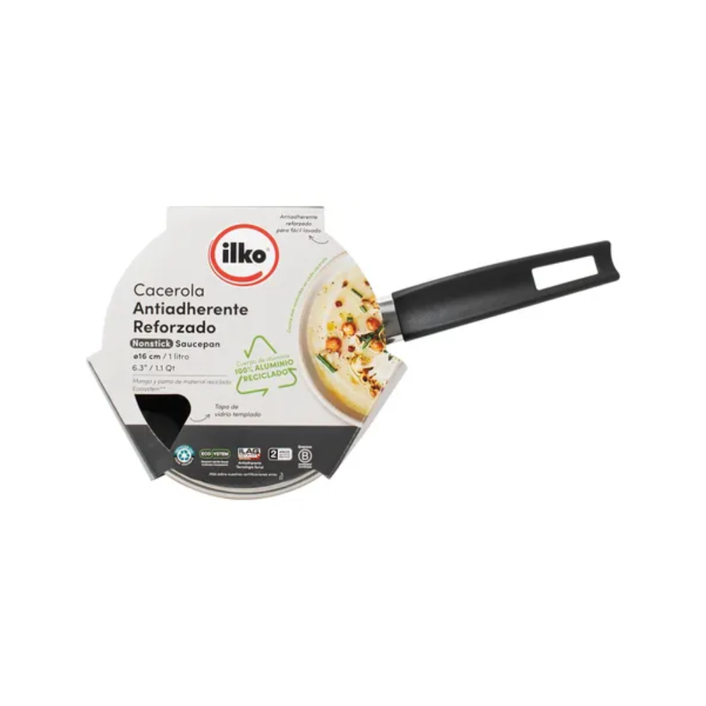 Ilko Cacerola Antiadherente Nonstick con Tapa 16 cm