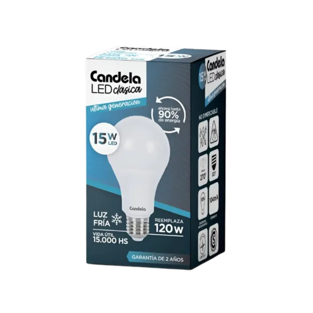 Lámpara LED Candela Luz Fría 15 W