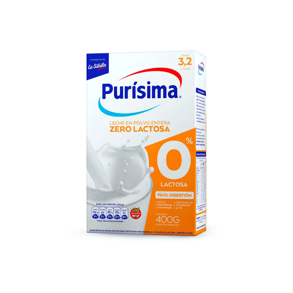 Leche en Polvo Purísima Zero Lactosa 400 gr