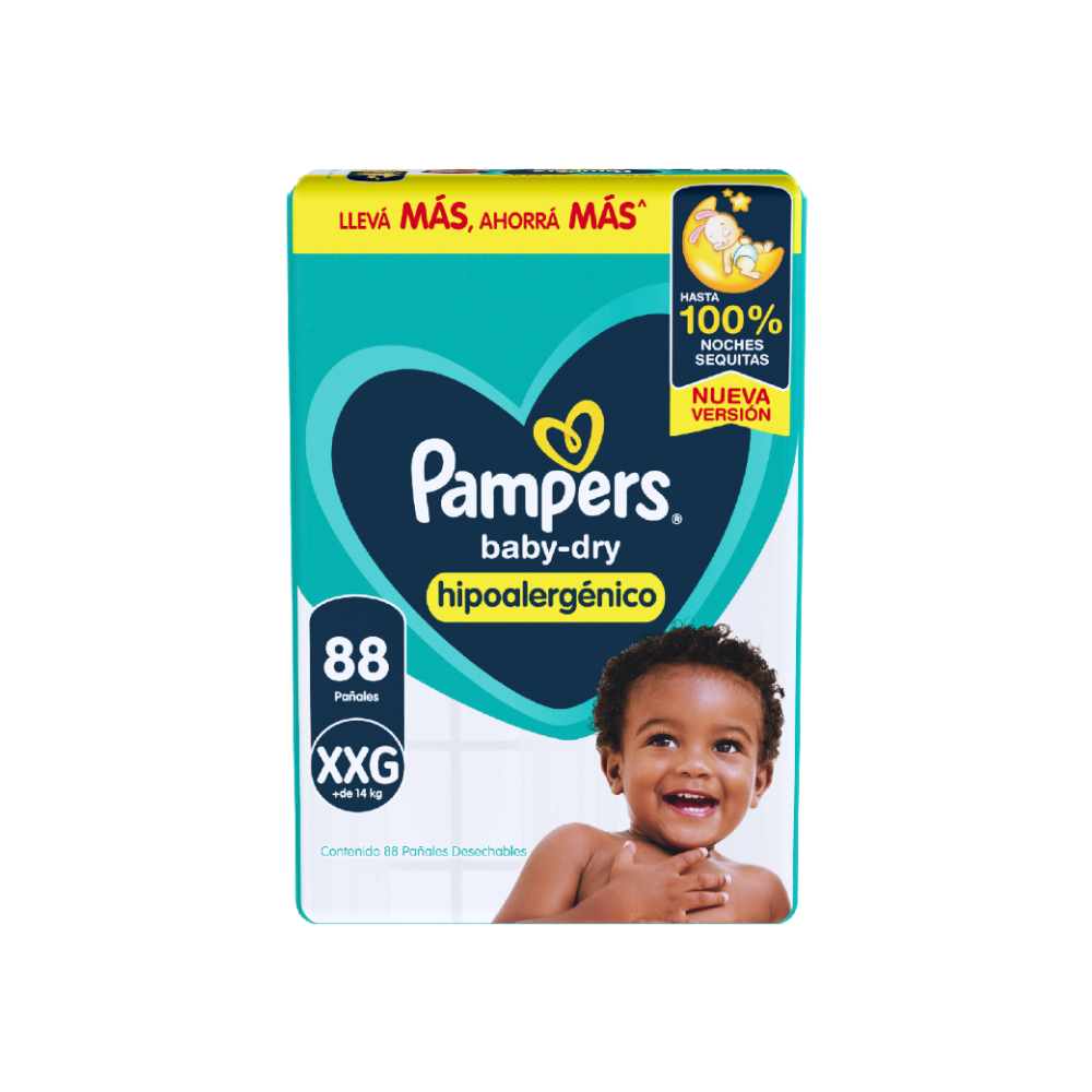 Pañal Pampers BabyDry Superpack XXG x 88 unidades