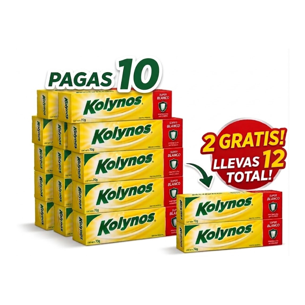 Crema Dental Kolynos 12 x 10 Súper Blanco 70 gr