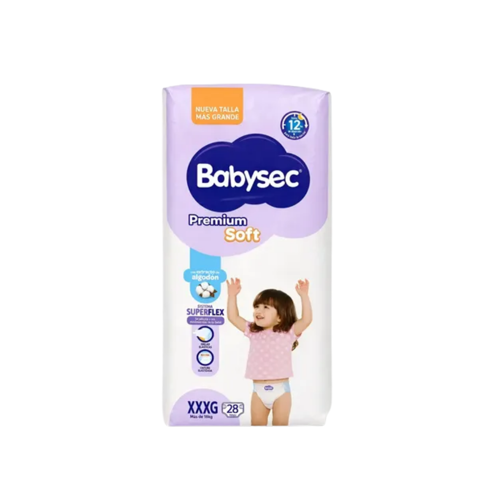 Pañal Babysec Premium Soft Hiper XXXG x 28 unidades