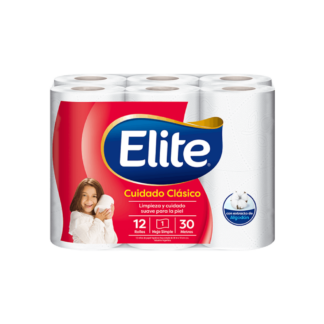 Papel Higiénico Elite HS Cuidado Clásico 12 x 30 mt