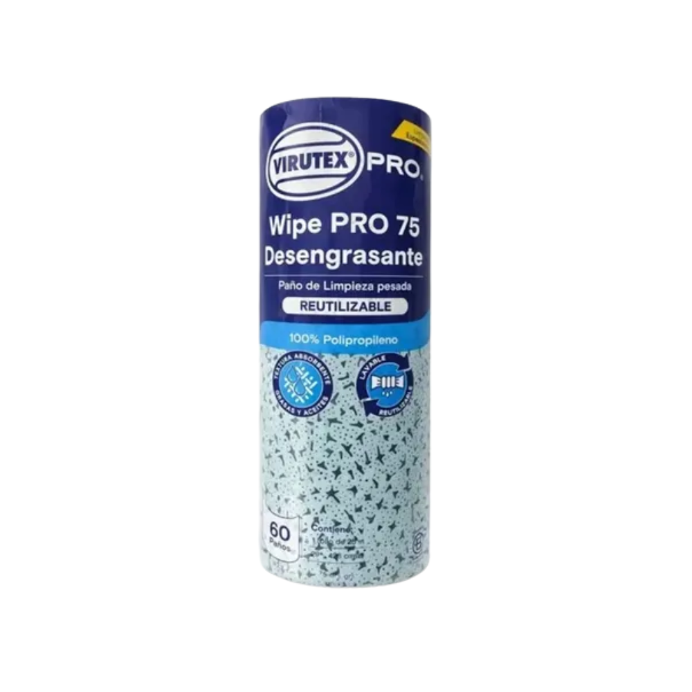 Paño Virutex Wipe Pro 75 Desengrasante Reutilizable x 60 hojas